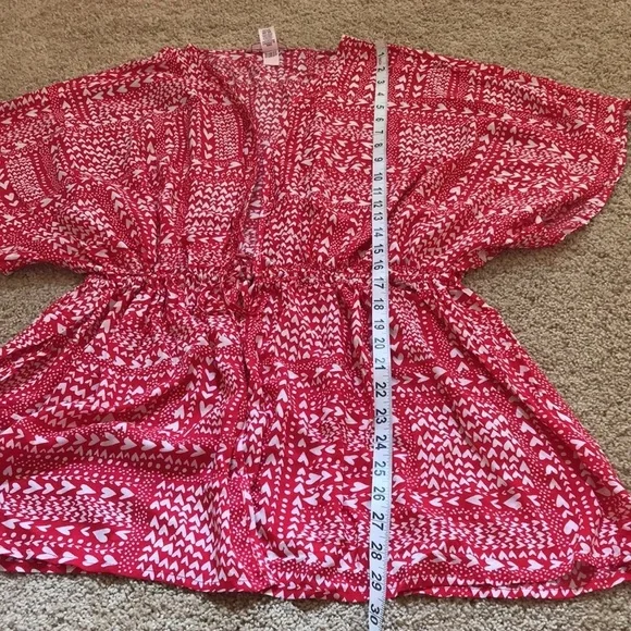 VICTORIA'S SECRET OS red printed duster or cover up - Picture 7 of 9